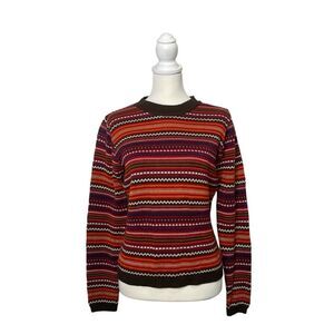 Vintage Best United Garment Co Fair Isle Striped Sweater Retro 70s 80s Boho